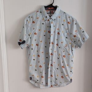 Men's Casual Light Blue Fruit Print Shirt